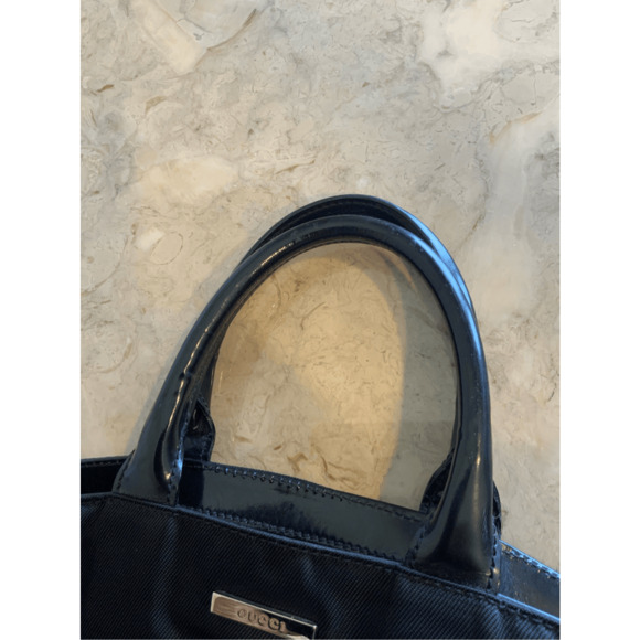 GUCCI Tote Bag Large Shoulder Leather Black Nylon - Picture 11 of 13